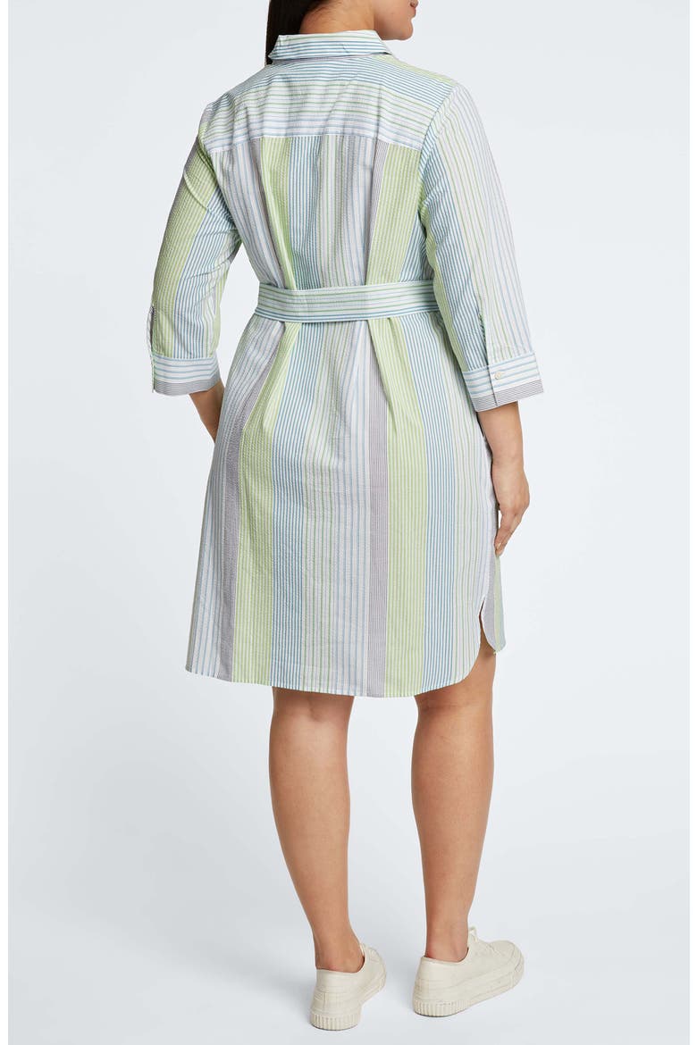 Rocca Belted Stripe Seersucker Shirtdress, Alternate, color, BLUE MULTI