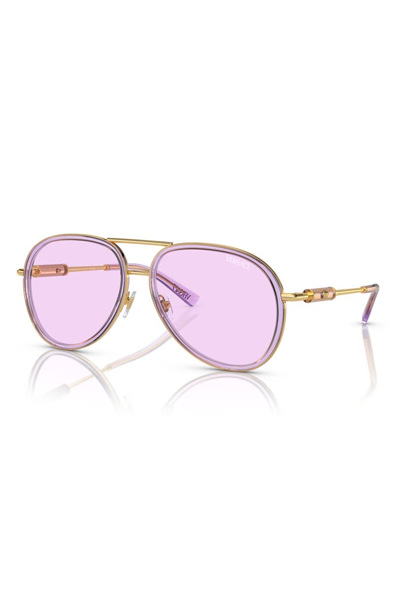 Versace 60mm Pilot Sunglasses, Alternate, color, Violet