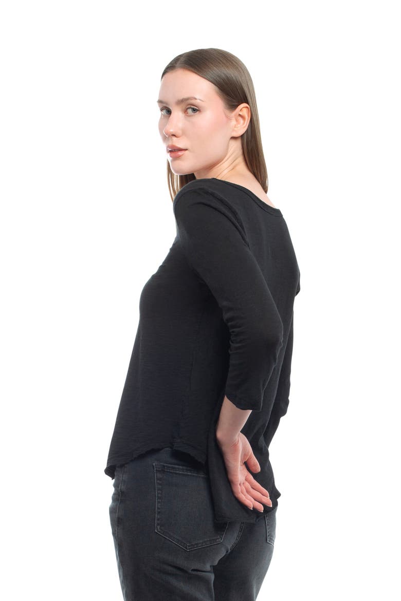 3/4 Sleeve V-Neck Shirttail Tee With Raw Hem Top, Alternate, color, Dark Olive