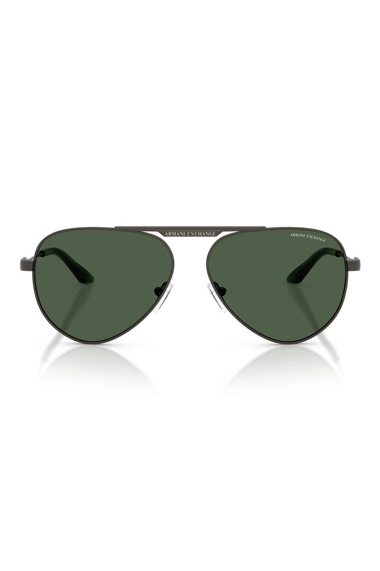 58mm Aviator Sunglasses, Main, color, MATTE GREY / DARK GREEN