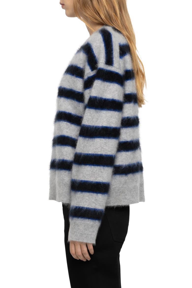 Markuz Stripe Brushed Cashmere Sweater, Alternate, color, GRIS CHINE CLAI