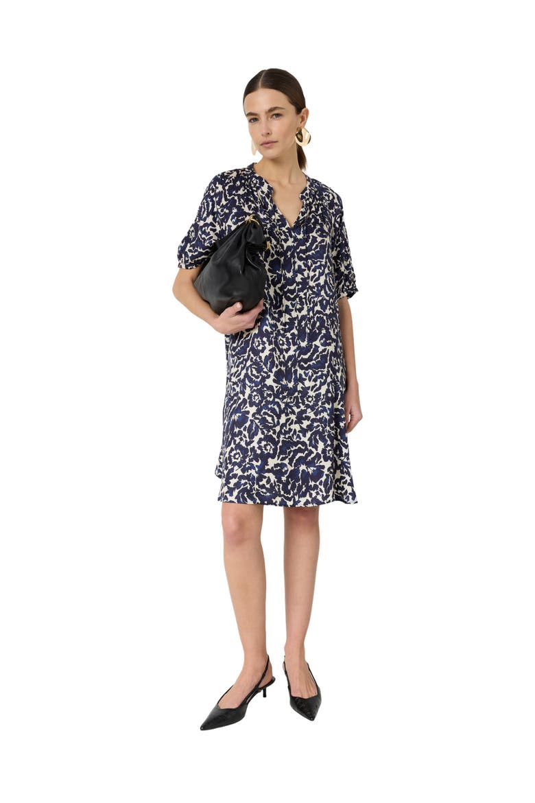 Raliah Floral Print V-Neck Dress, Alternate, color, Ink