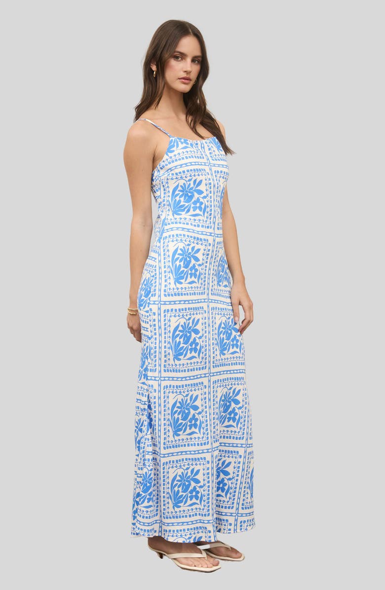 Blu Pepper Patterned Midi Slipdress, Alternate, color, Blue
