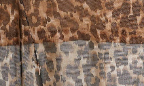 Black Halo Scarlett Long Sleeve Sheer Mesh Gown In Animal Print