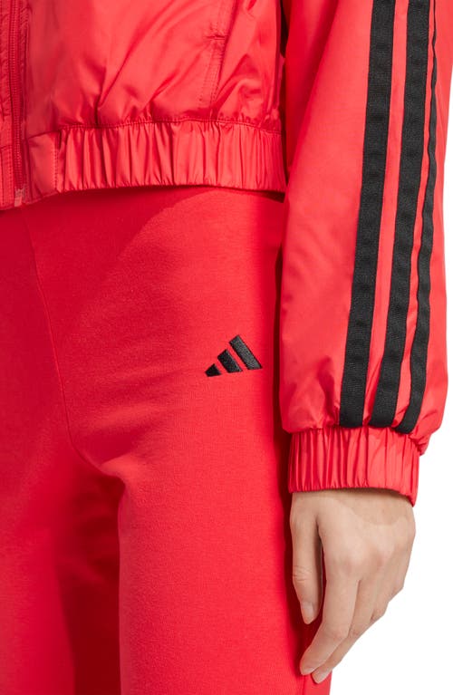 Adidas Originals Adidas Essentials 3-stripes Water Repellent Crop Track Jacket In Red