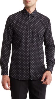 Azaro Uomo Slim Fit Wrinkle Resistant Performance Stretch Button-Up Shirt