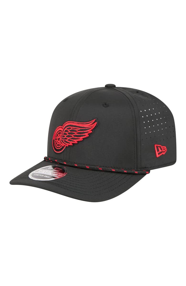New Era Men's New Era Black Detroit Red Wings Sport Vented 9SEVENTY Rope Adjustable Hat, Main, color, Black