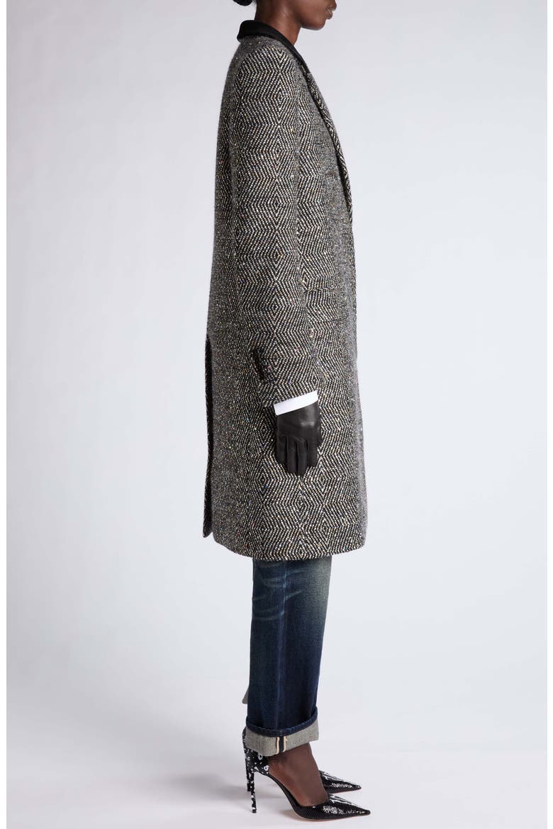 Sequin Tweed Boyfriend Coat, Alternate, color, BLACK MULTI