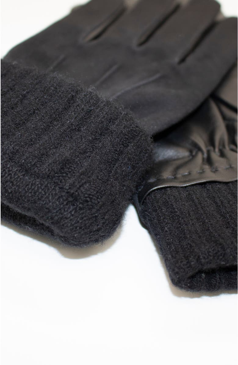 Portolano Suede and nappa leather gloves, Alternate, color, Black