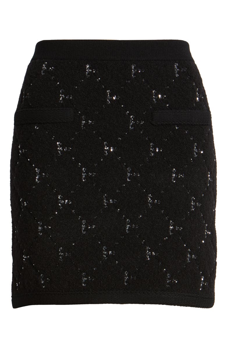 KOBI HALPERIN Sequin Detail Fuzzy Skirt, Alternate, color, Black