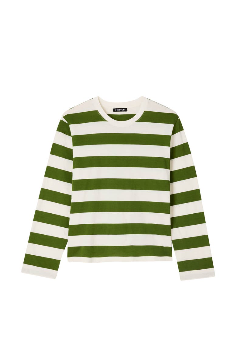 Whistles Relaxed Stripe Long Sleeve Tee, Alternate, color, Grn/Multi