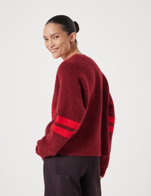 Hush Varsity Jacquard Wool Blend Sweater In Red