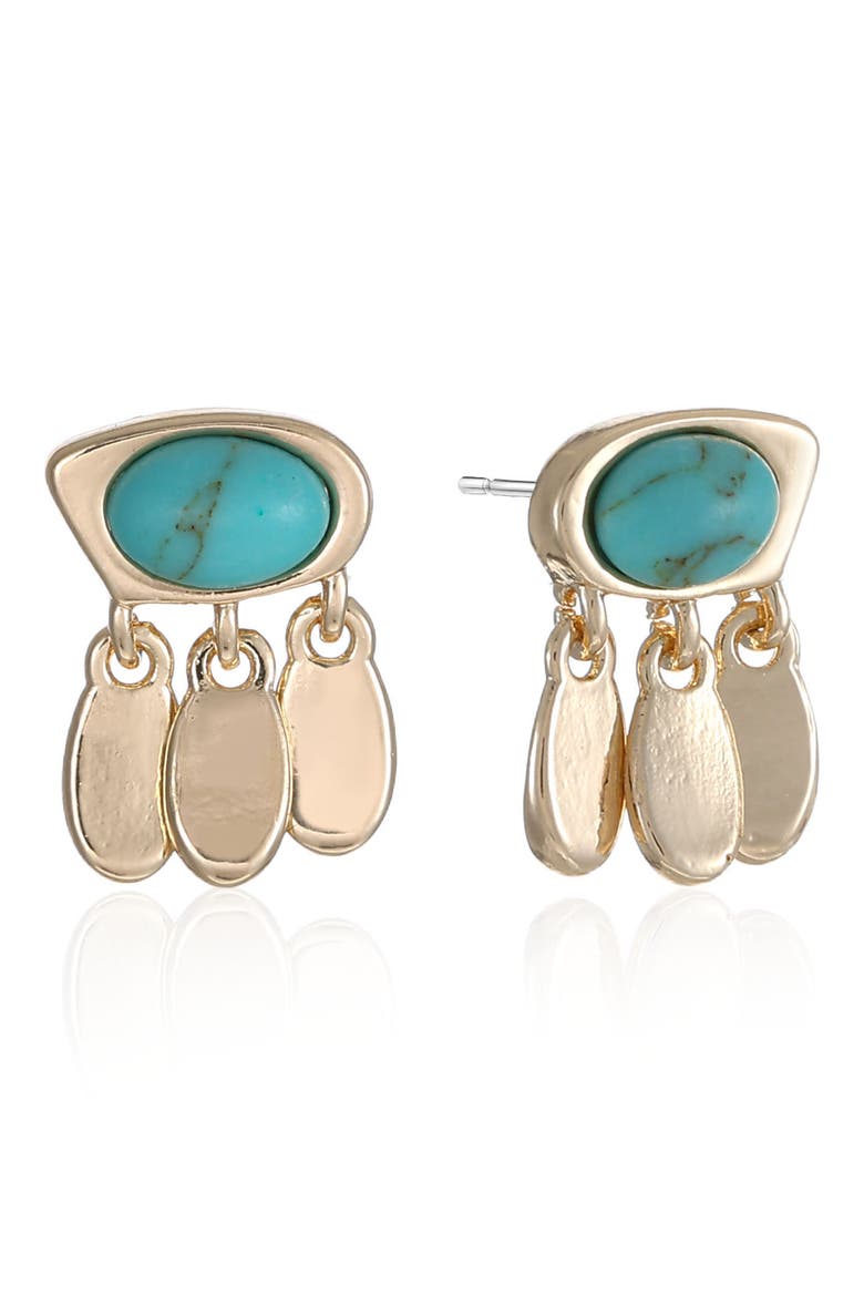 Stone Drop Stud Earrings, Main, color, TURQUOISE