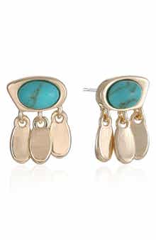 Stone Drop Stud Earrings