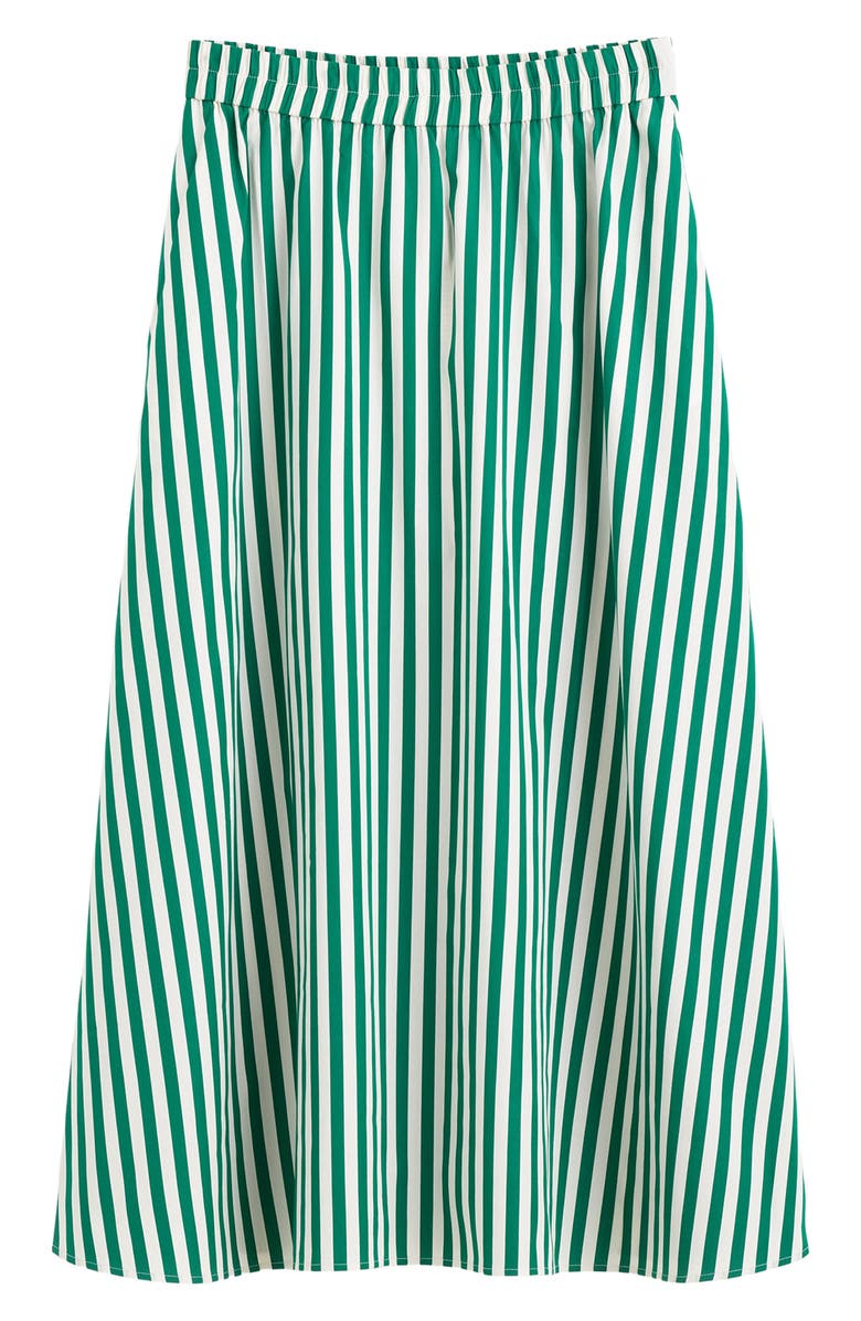 Madewell Stripe Cotton Poplin Midi Skirt, Alternate, color, Verdant Green