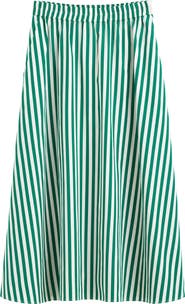 Madewell Stripe Cotton Poplin Midi Skirt