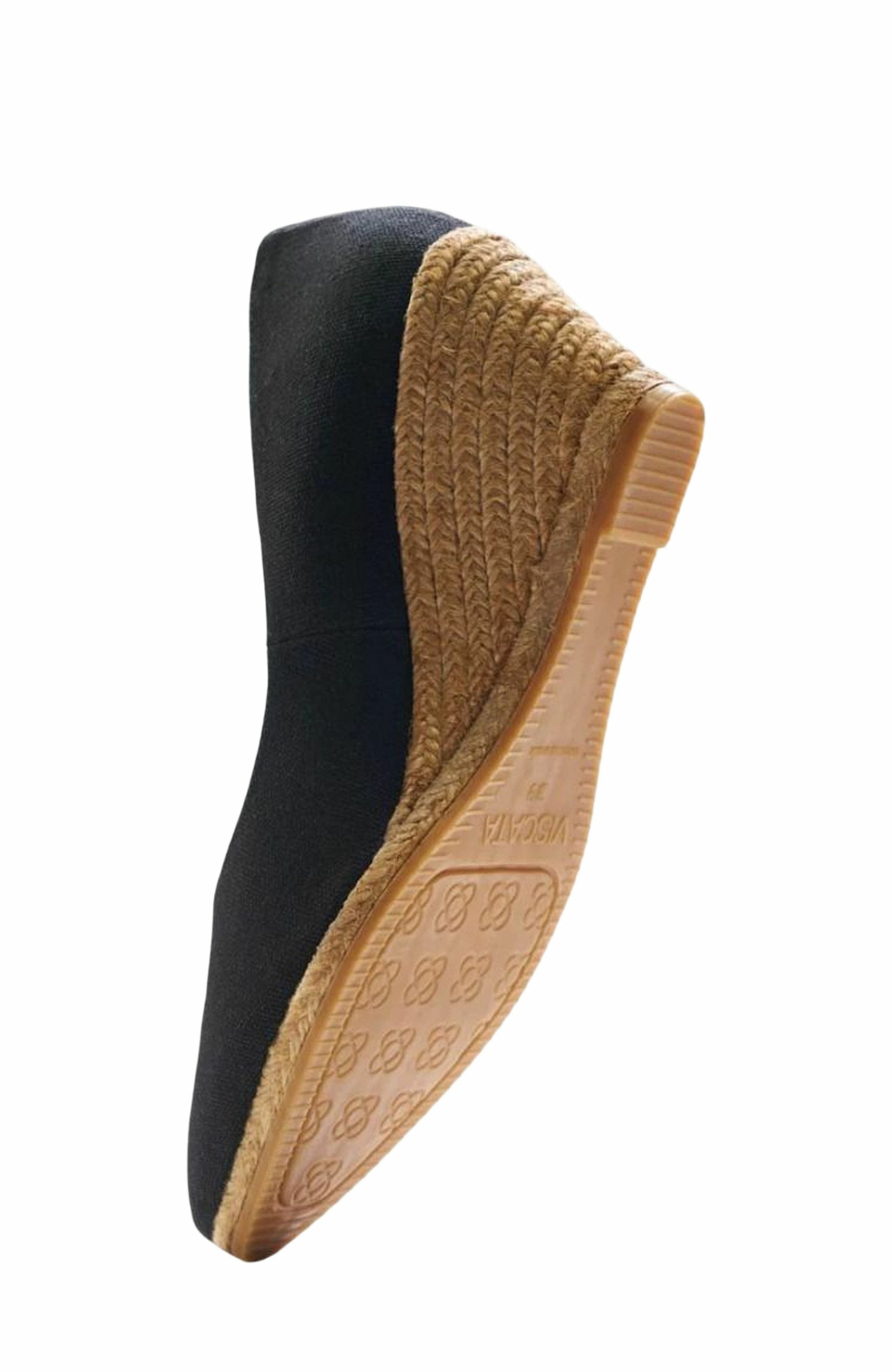 VISCATA Roses Canvas V Cut Espadrille Wedges, Alternate, color, Black