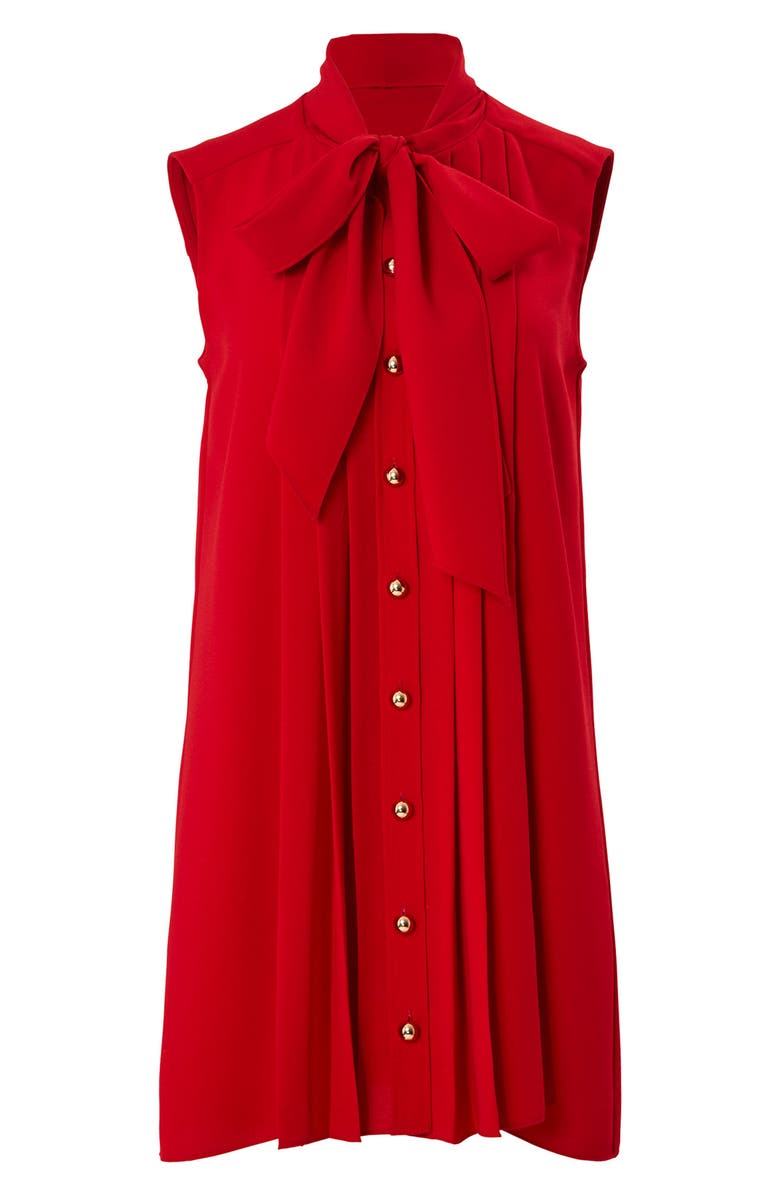 Carolina Herrera Pleat Front Tie Neck Minidress, Alternate, color, 