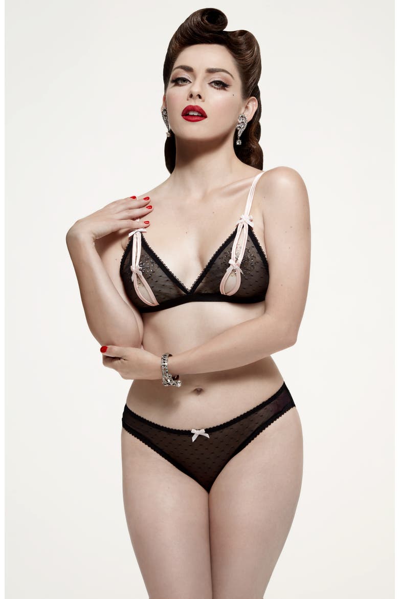 Coquine Open Bralette, Alternate, color, BLACK