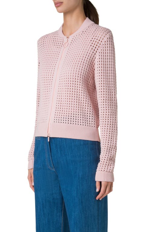 Akris Punto Chunky Dot Mesh Cardigan In Rose