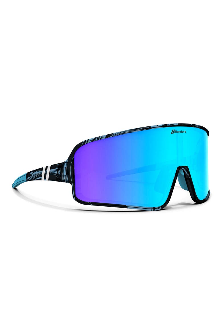 Eclipse 99mm Polarized Shield Sunglasses, Alternate, color, BLUE PRINT