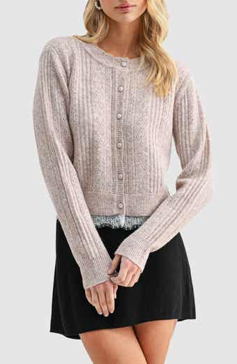 Lace Trim Pointelle Cardigan