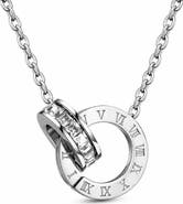 REBL Roman Numeral Cubic Zirconia Pendant Necklace