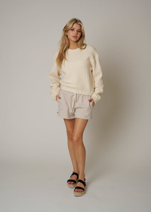 Leisure Lab Women Quilt Crewneck Sweater In Ivory