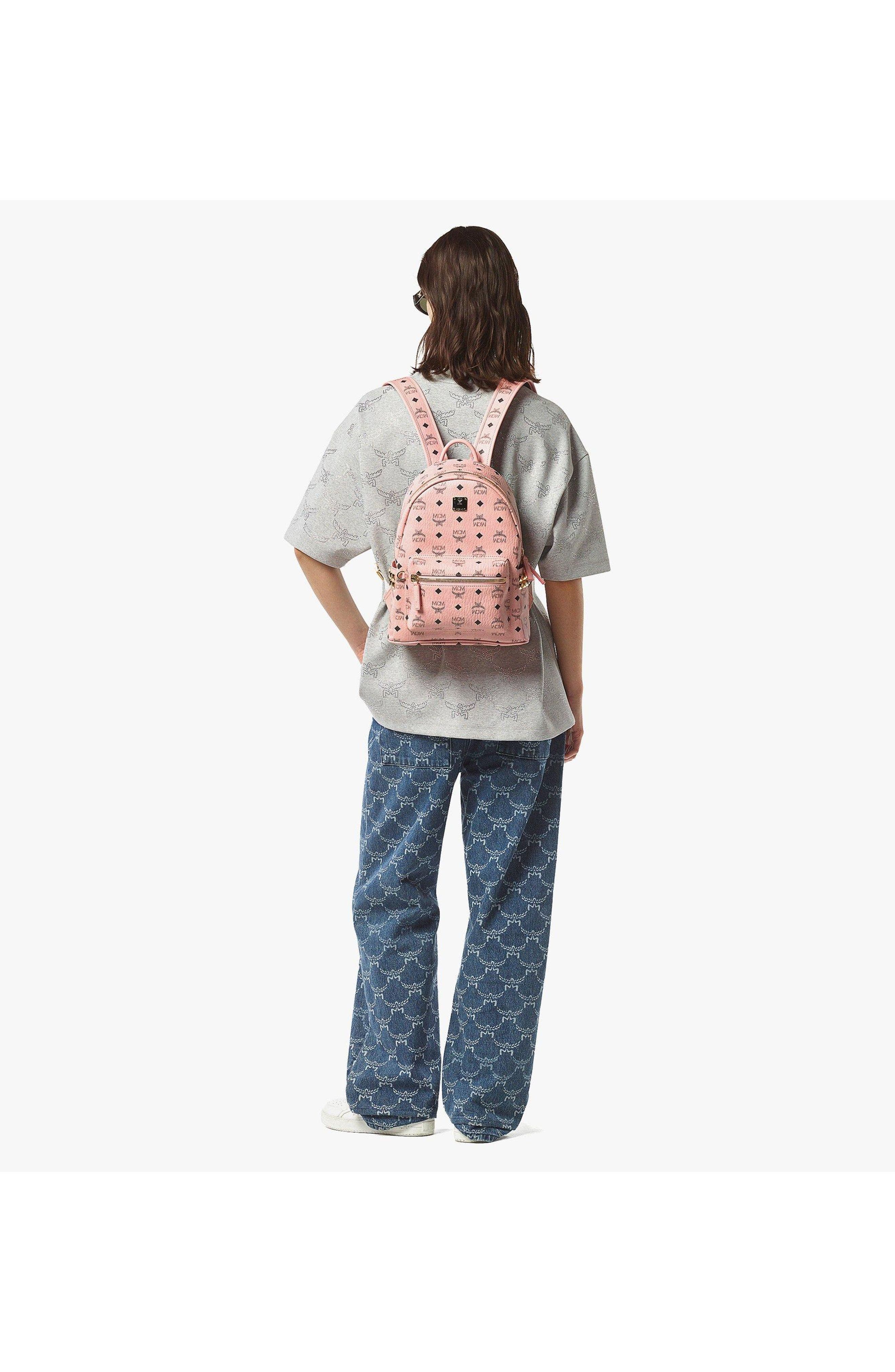 Small Stark Side Studs Backpack in Visetos, Alternate, color, Pink