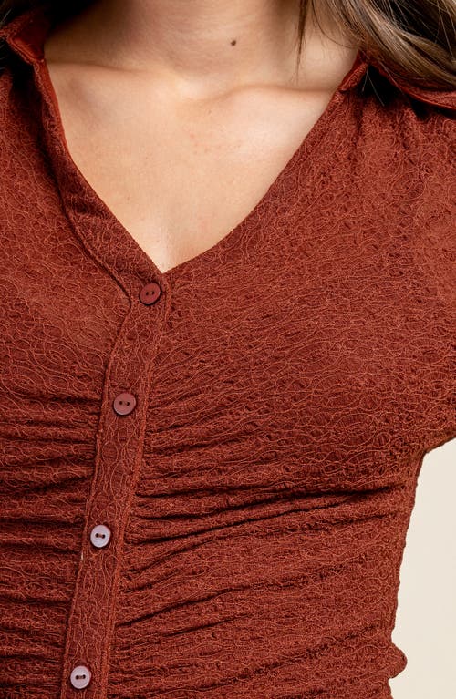 Beivy Long Sleeve Button Body-con Minidress In Brown