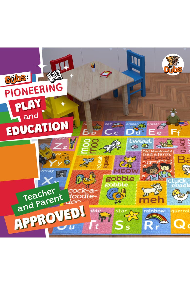 Educational Rug ABC Alphabet Animal Sounds, 8x10' Playmat, Alternate, color, Multicolored