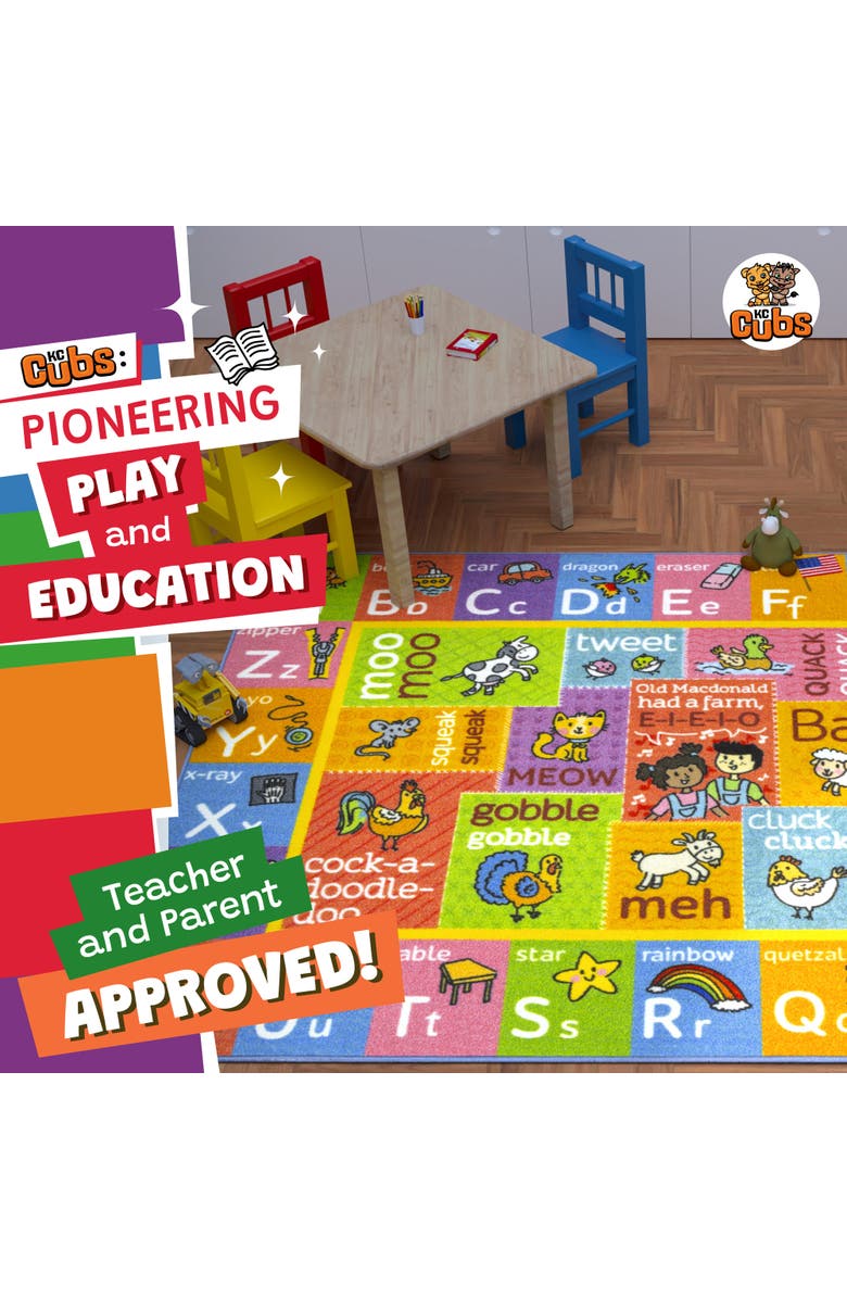 KC Cubs Educational Rug ABC Alphabet Animal Sounds - 3x5' Playmat, Alternate, color, Multicolored