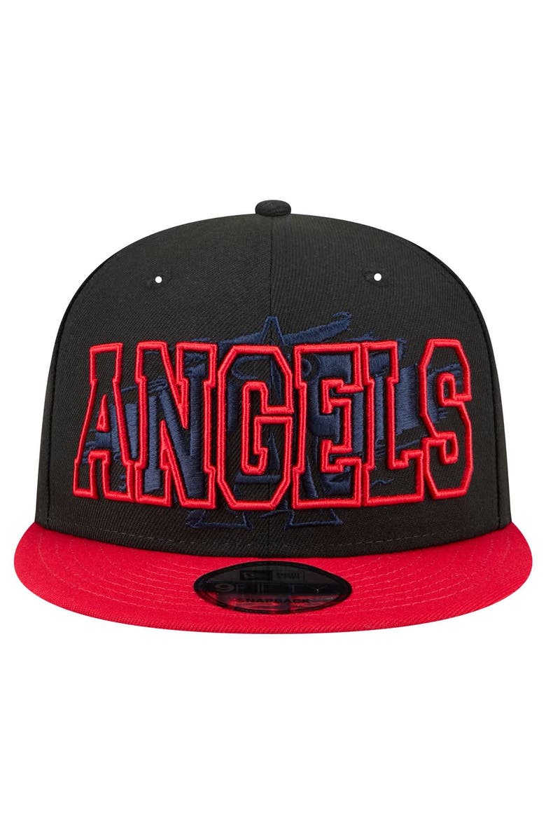 New Era Men's New Era Black Los Angeles Angels Splatter 9FIFTY Snapback Hat, Alternate, color, 