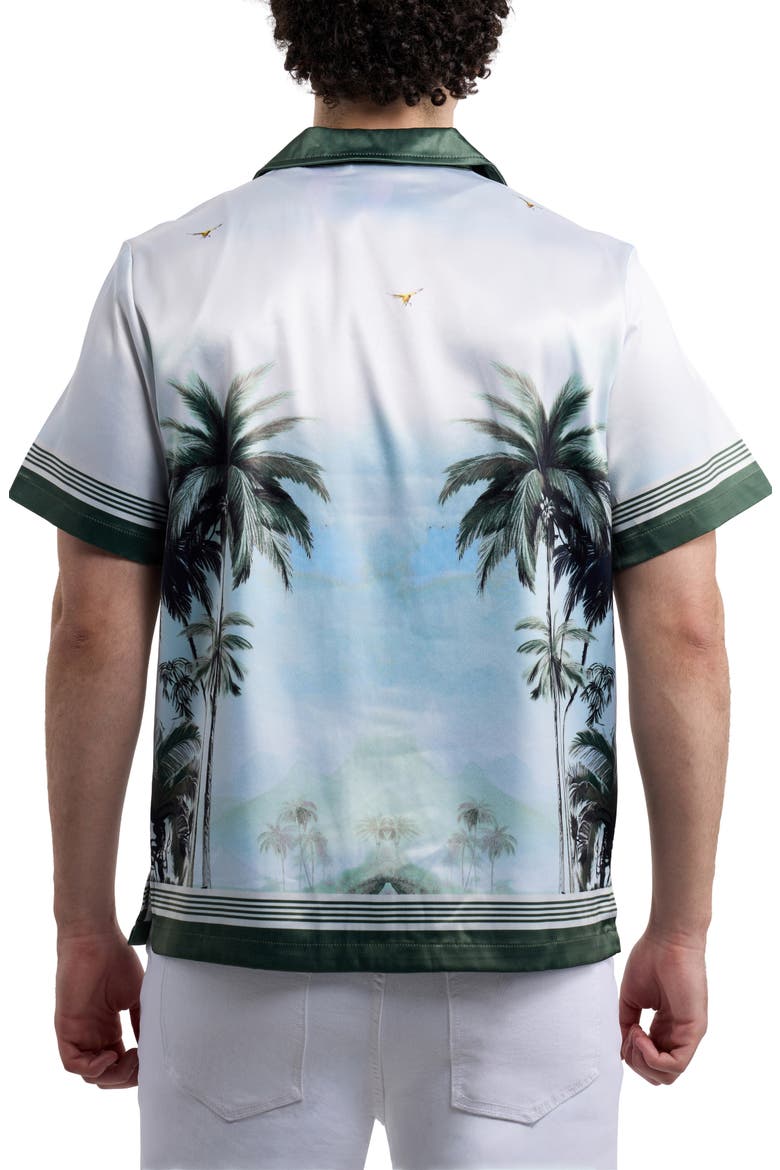 Palm Tree Printed Camp Shirt, Alternate, color, GREEN