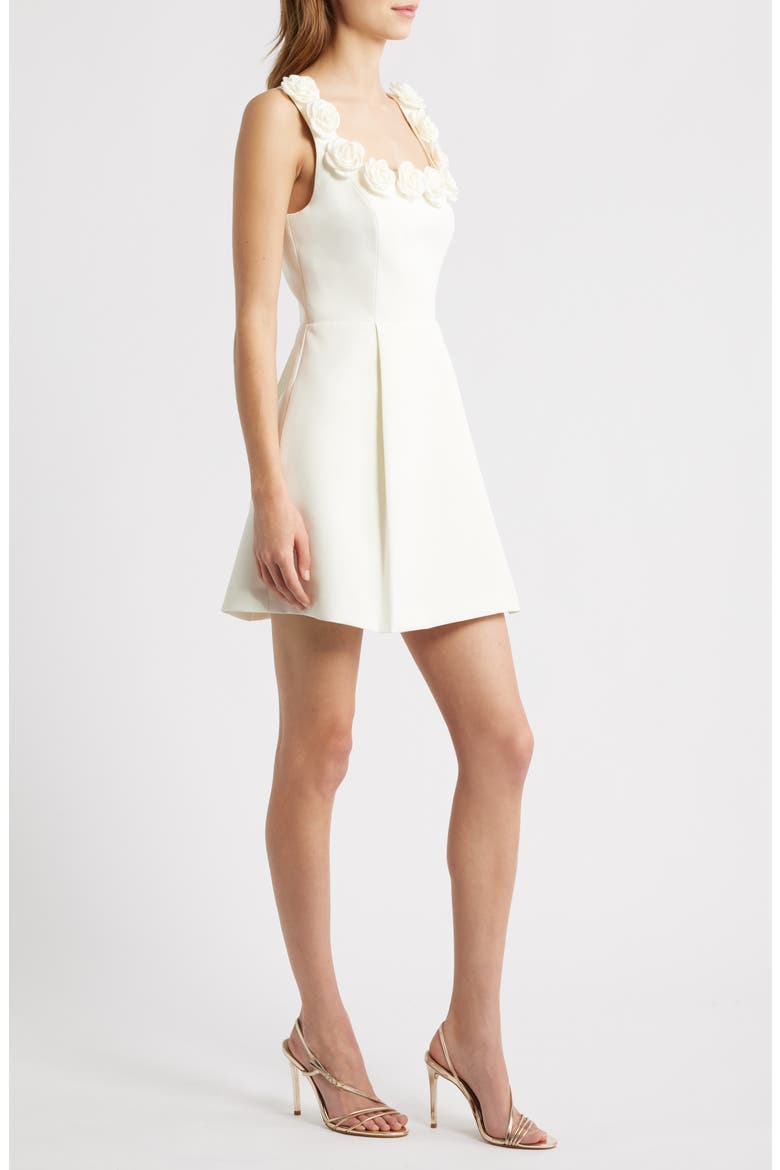 Rosette Trim Cocktail Minidress, Alternate, color, CREAM
