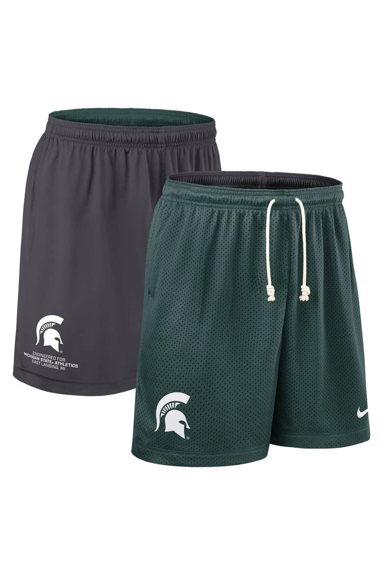 Men's Nike Green/Charcoal Michigan State Spartans 2025 Sideline Reversible Performance Shorts, Alternate, color, Green
