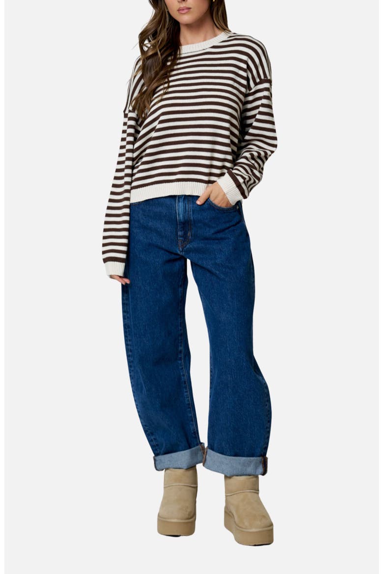 Stripe Cotton Blend Sweater, Alternate, color, OATMEAL