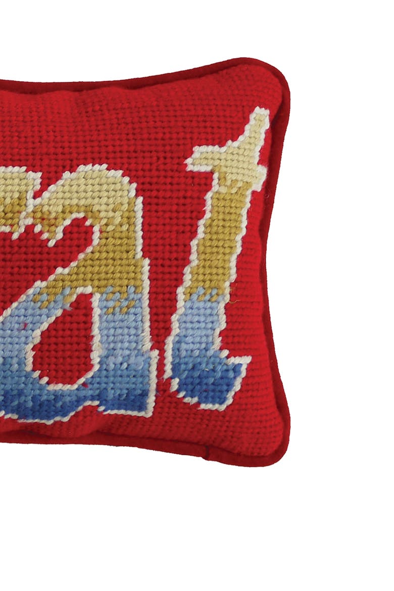 Ombre "Brat" Needlepoint Mini Accent Pillow, 6.5" x 9", Alternate, color, Red