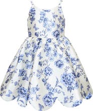 Zunie Kids' Mikado Floral Scallop Hem Dress
