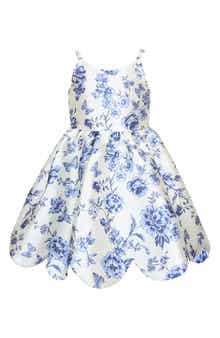 Zunie Kids' Mikado Floral Scallop Hem Dress
