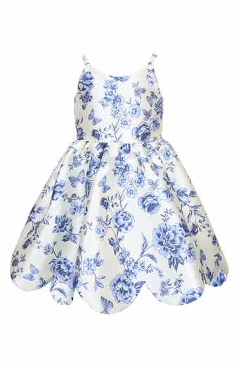 Zunie Kids' Mikado Floral Scallop Hem Dress