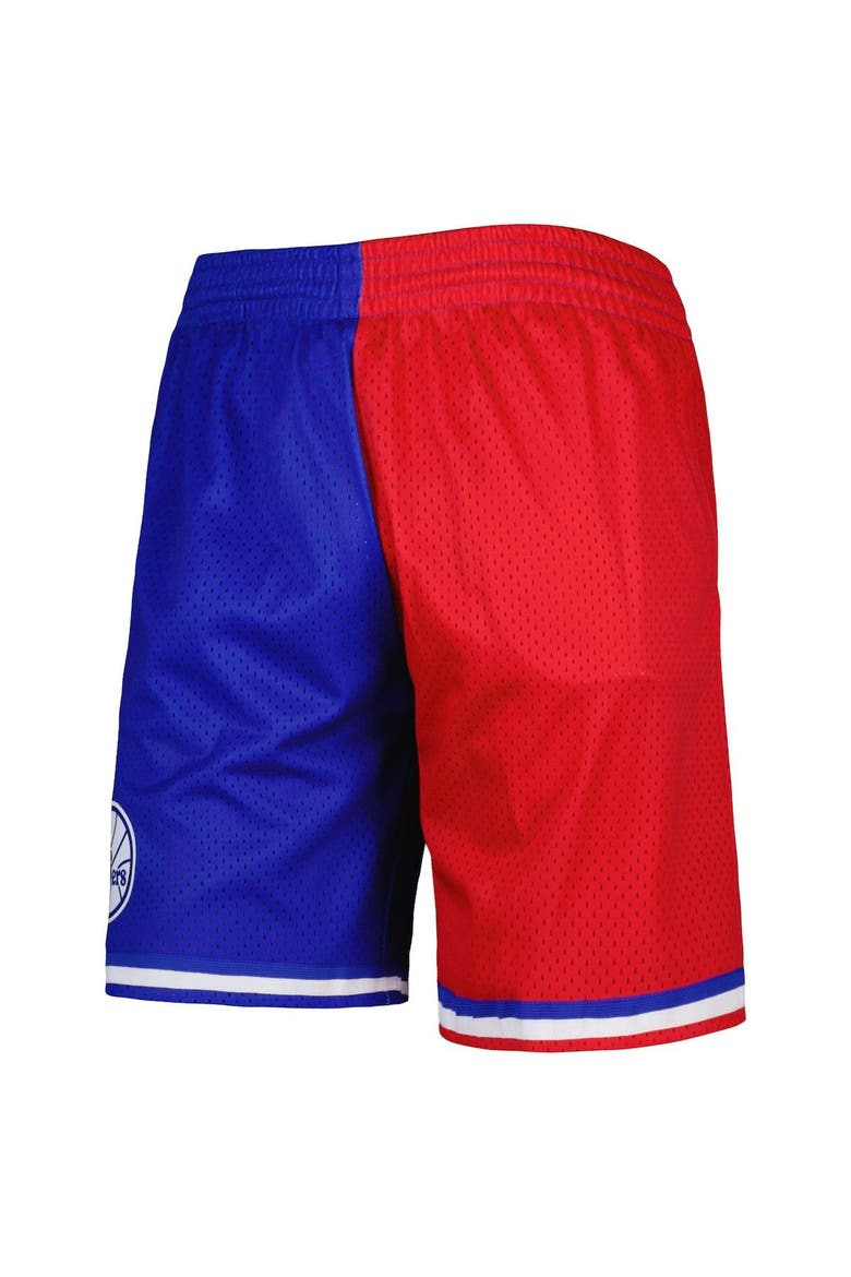 Men's Mitchell & Ness Royal/Red Philadelphia 76ers Hardwood Classics 1982 Split Swingman Shorts, Alternate, color, Royal