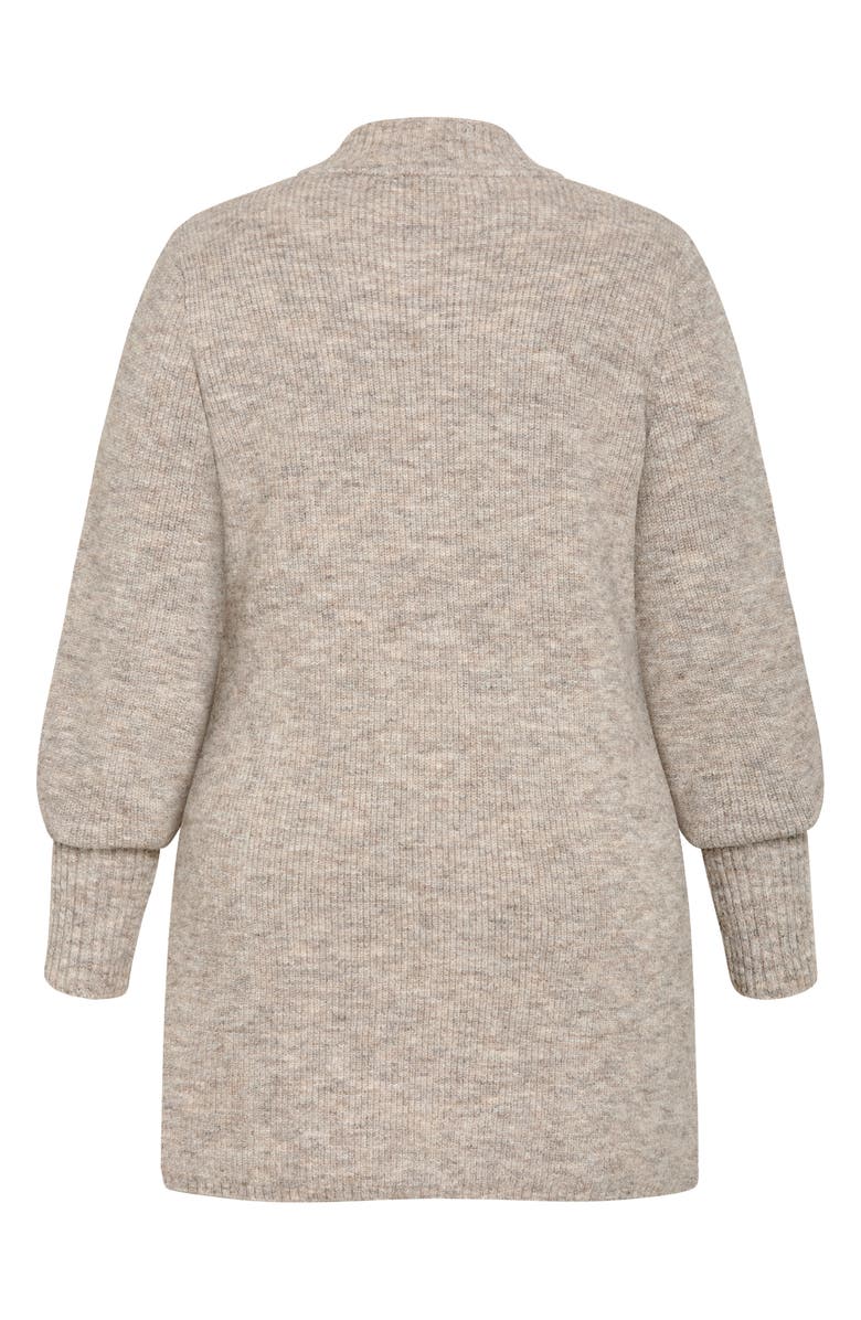 City Chic Side Split Mock Neck Longline Sweater, Alternate, color, Taupe