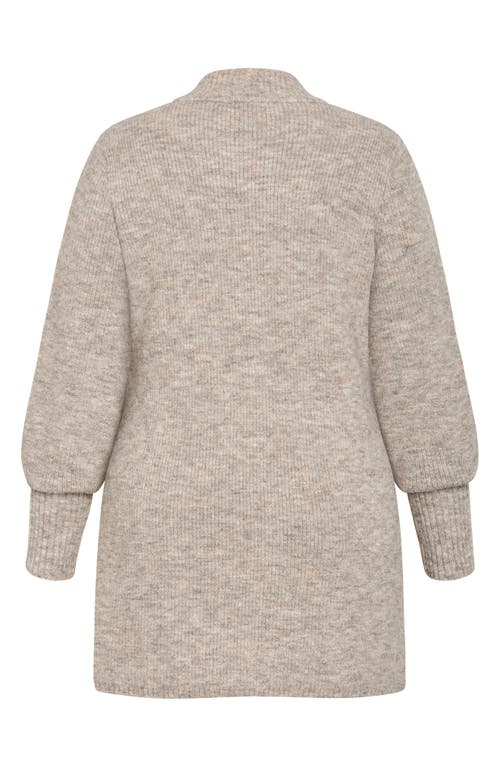 City Chic Side Split Mock Neck Longline Sweater In Gray