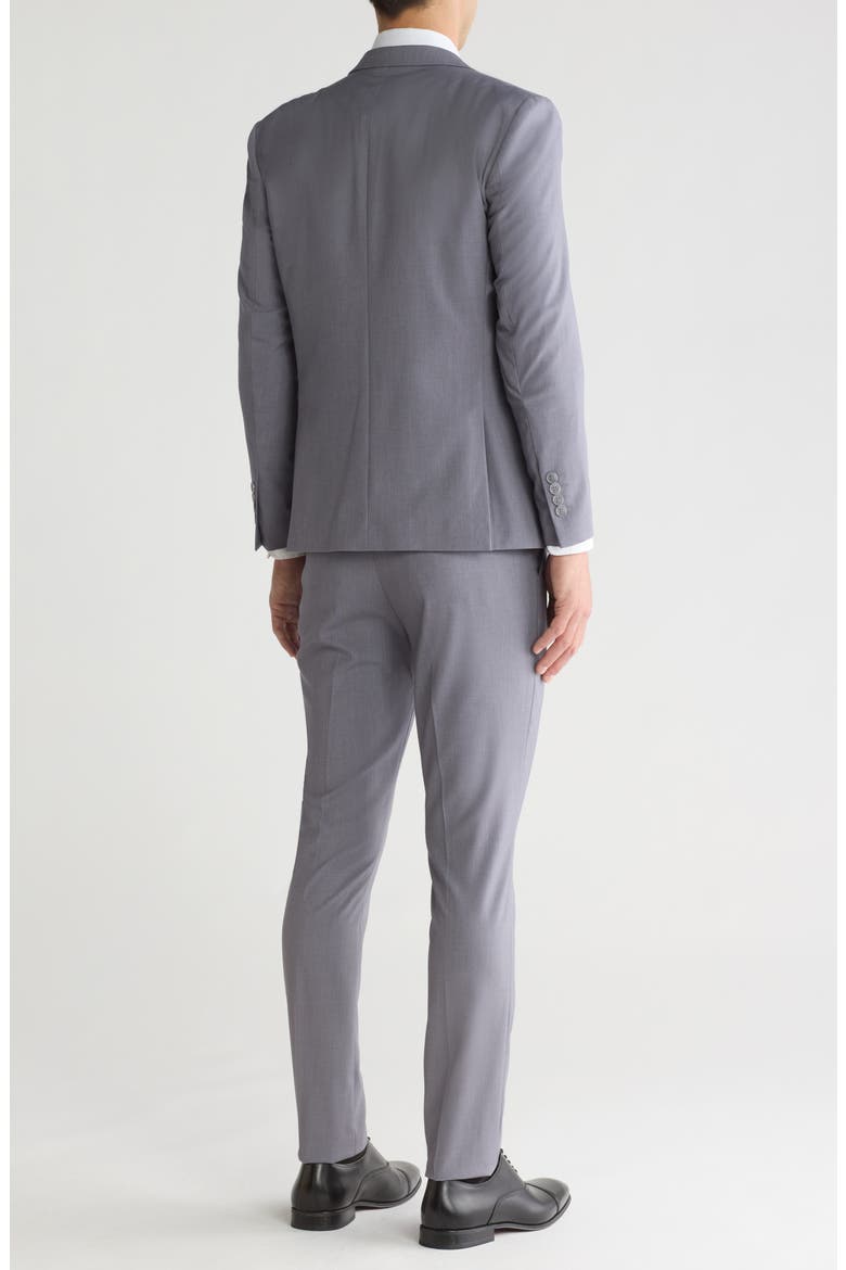 Skinny Fit Solid Stretch Three Piece Suit, Alternate, color, GREY