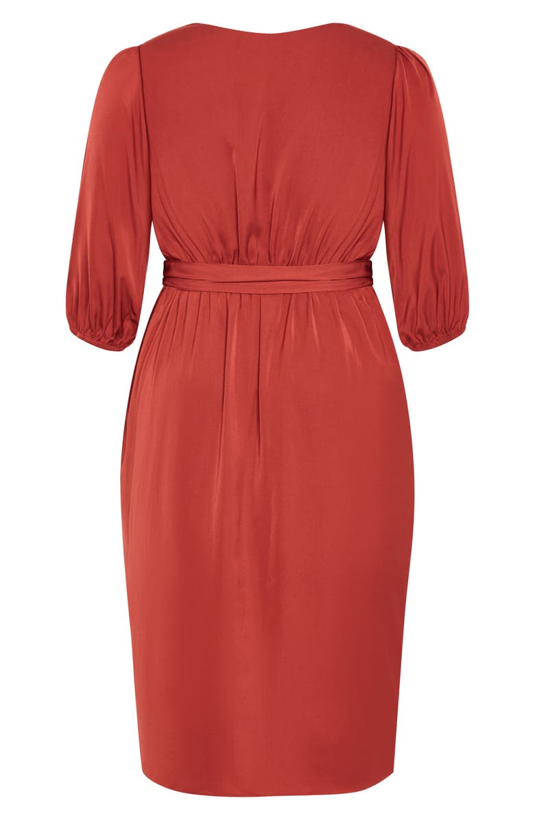 City Chic Opulent Faux Wrap Dress, Alternate, color, Cinnamon
