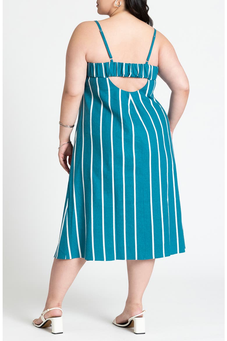 Stripe Cutout Linen Blend Sundress, Alternate, color, MYKONOS BLUE STRIPE