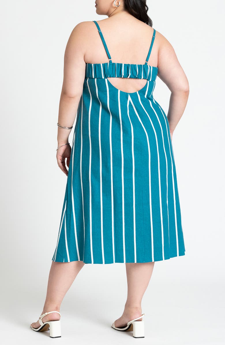 ELOQUII Stripe Cutout Linen Blend Sundress, Alternate, color, 