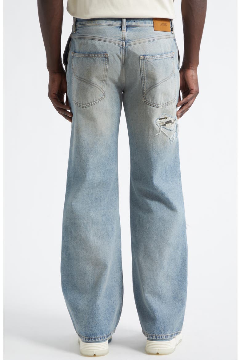 Checkered Rip & Repair Bootcut Jeans, Alternate, color, AGED INDIGO