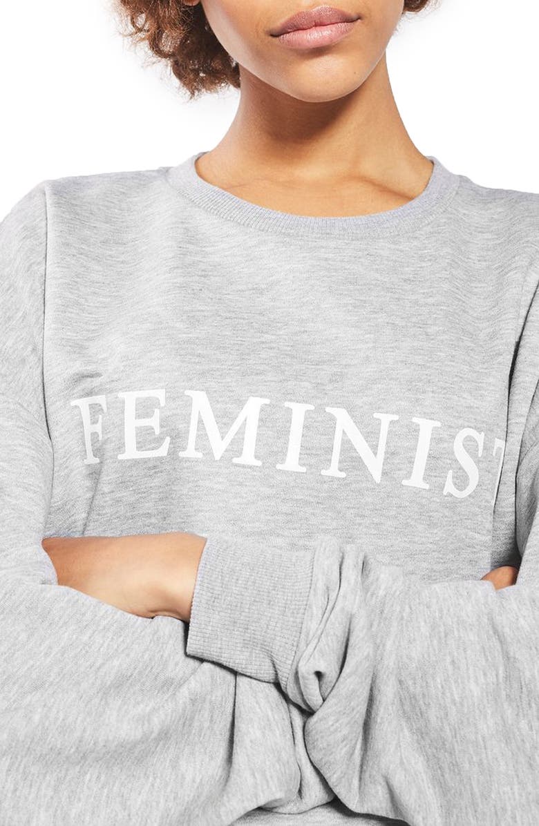 Topshop Feminist Sweatshirt, Alternate, color,